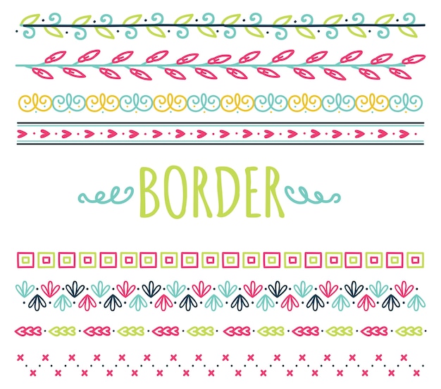 Vector conjunto de bordes de doodle