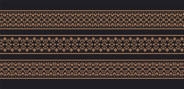 Conjunto de bordes inconsútiles étnicos de estilo de adorno