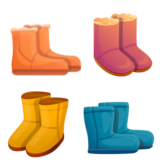 Conjunto de botas Ugg, estilo cartoon.