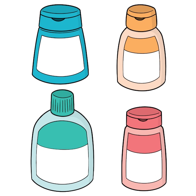 conjunto de botella de champú y jabón líquido
