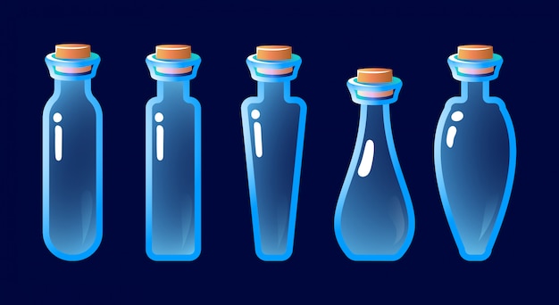 Vector conjunto de botella de poción vacía para juego ui