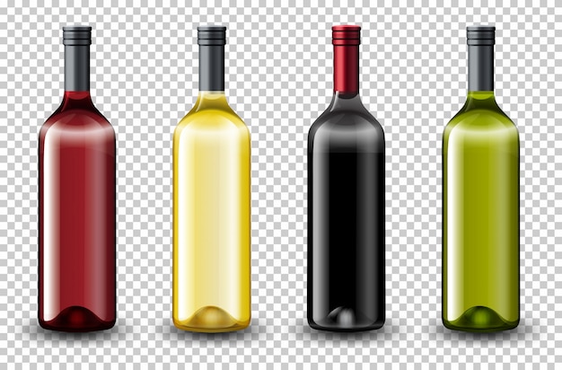 Conjunto de botella de vino diferente
