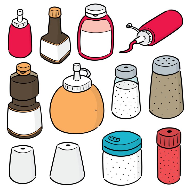 Vector conjunto de botellas de condimentos