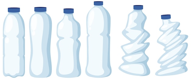 Vector conjunto de botellas de plástico aislado