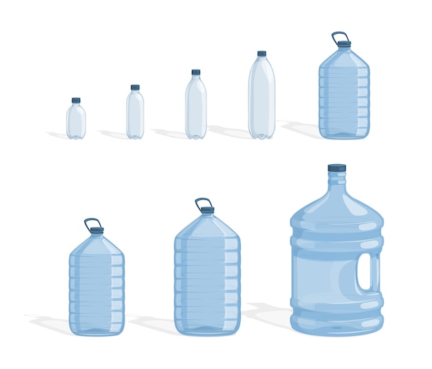 Vector conjunto de botellas de plástico