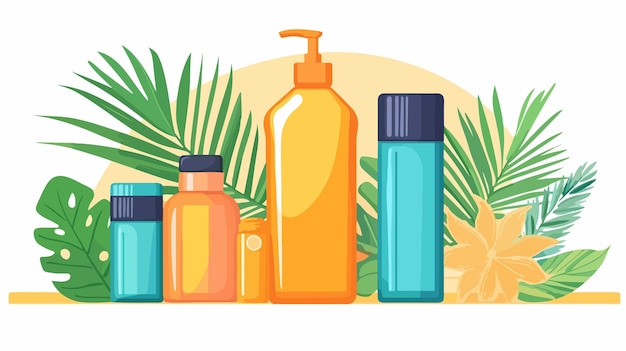Conjunto de botellas profesionales de protección solar para productos de verano