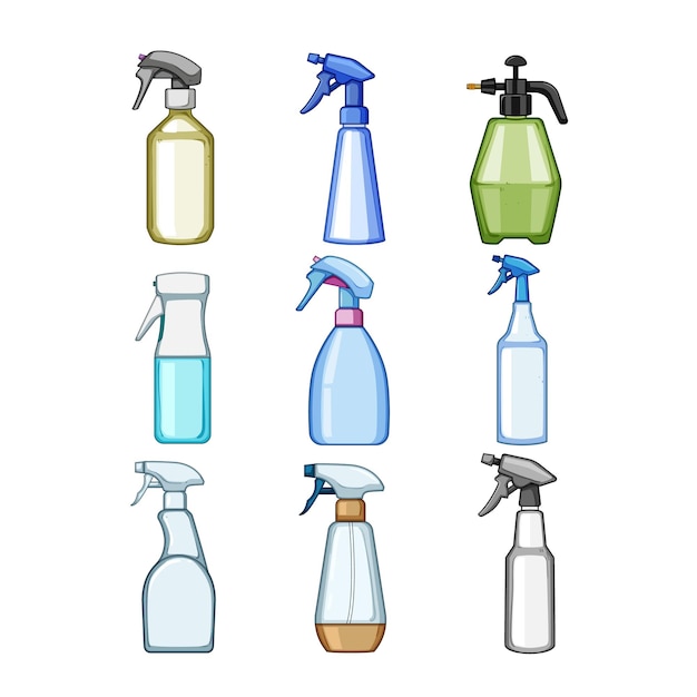 conjunto de botellas de pulverización ilustración vectorial de dibujos animados