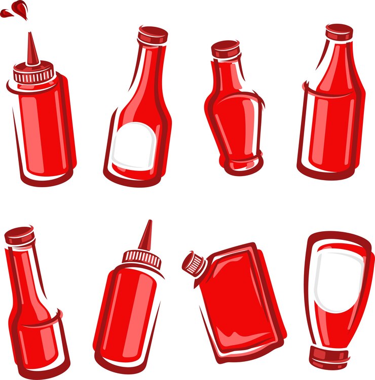 Vector conjunto de botellas de salsa de tomate vector