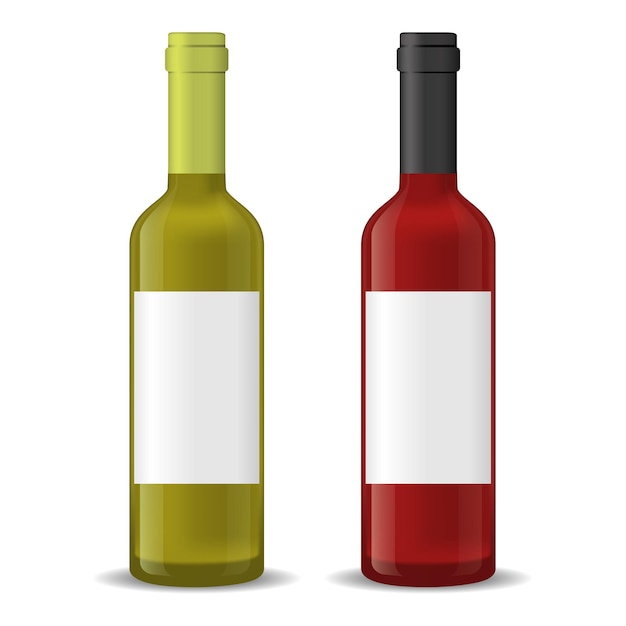 Conjunto de botellas de vino 3d detalladas realistas vector