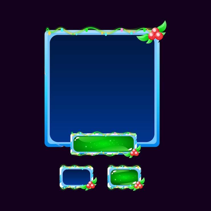 Vector conjunto de botón emergente de tablero navideño de gui ice