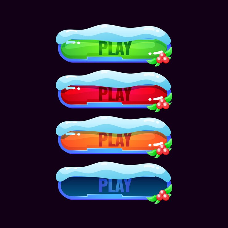 Vector conjunto de botón de navidad con gui nevado