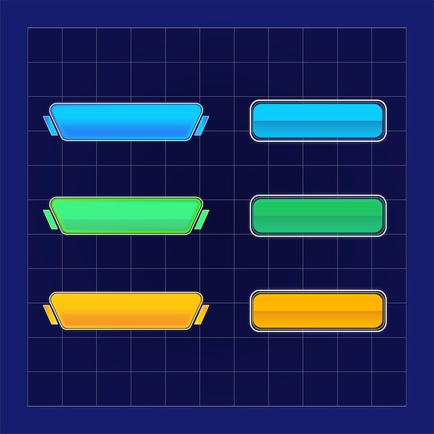 un conjunto de botones en blanco que son azul, verde y amarillo