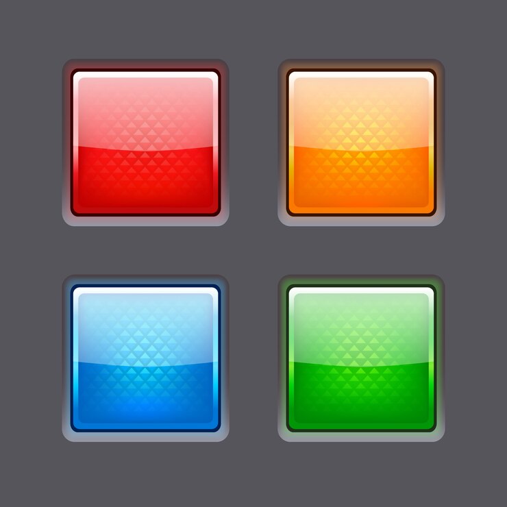 Vector conjunto de botones brillantes de color realista.