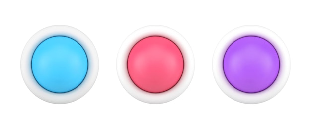 Conjunto de botones circulares multicolores para el icono de encendido y apagado del panel de control del panel de la interfaz de usuario