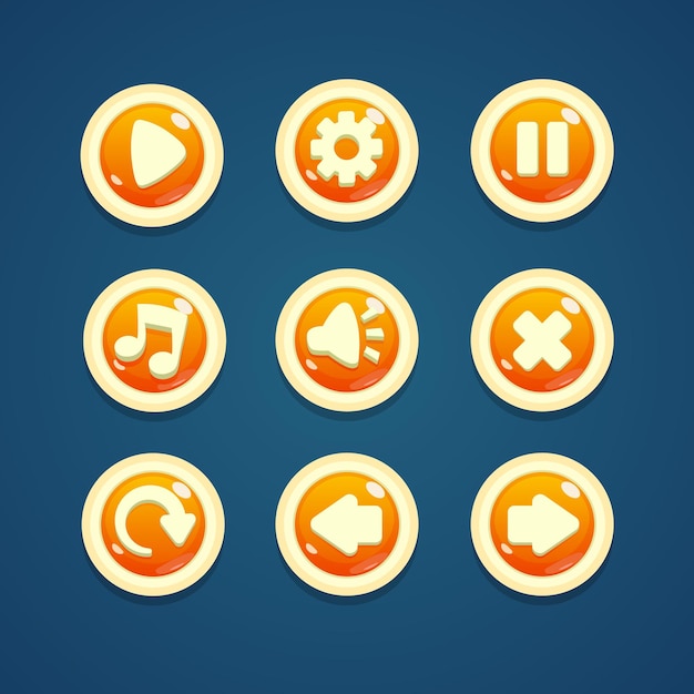 Conjunto de botones de círculo para juego Vector Premium
