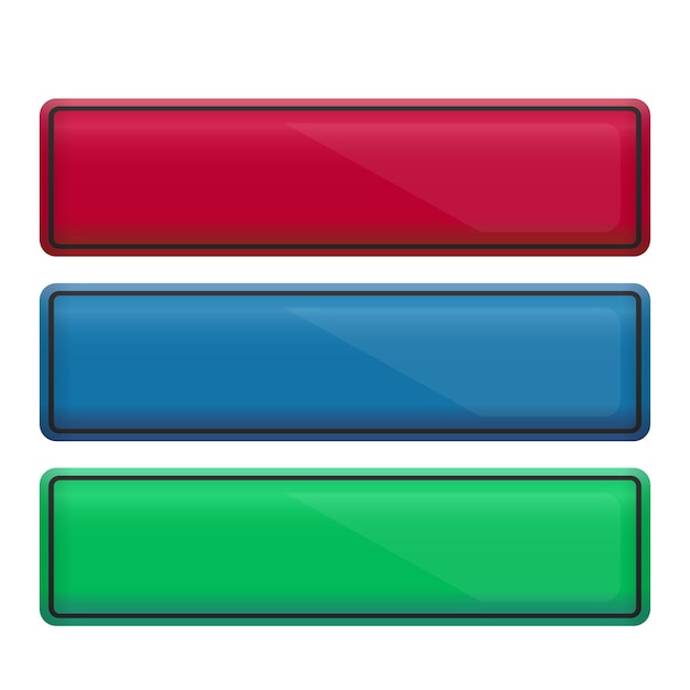 Conjunto de botones de color rectangular para el sitio web
