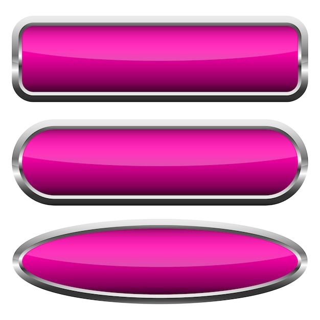 Conjunto de botones de color rosa brillante. ilustración.