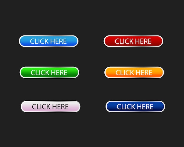Conjunto de botones de colores para la web y la aplicación.