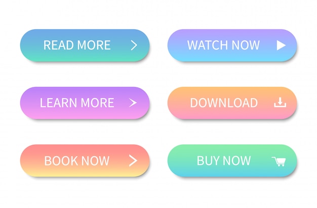 Conjunto de botones coloridos modernos. botones para sitio web y ui.