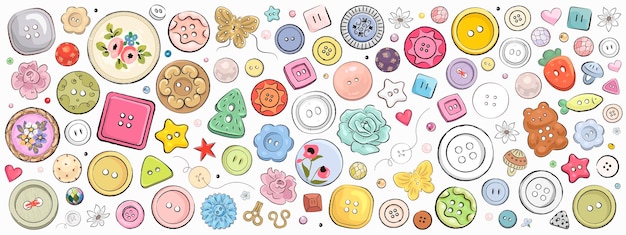 Conjunto de botones de costura vectorial