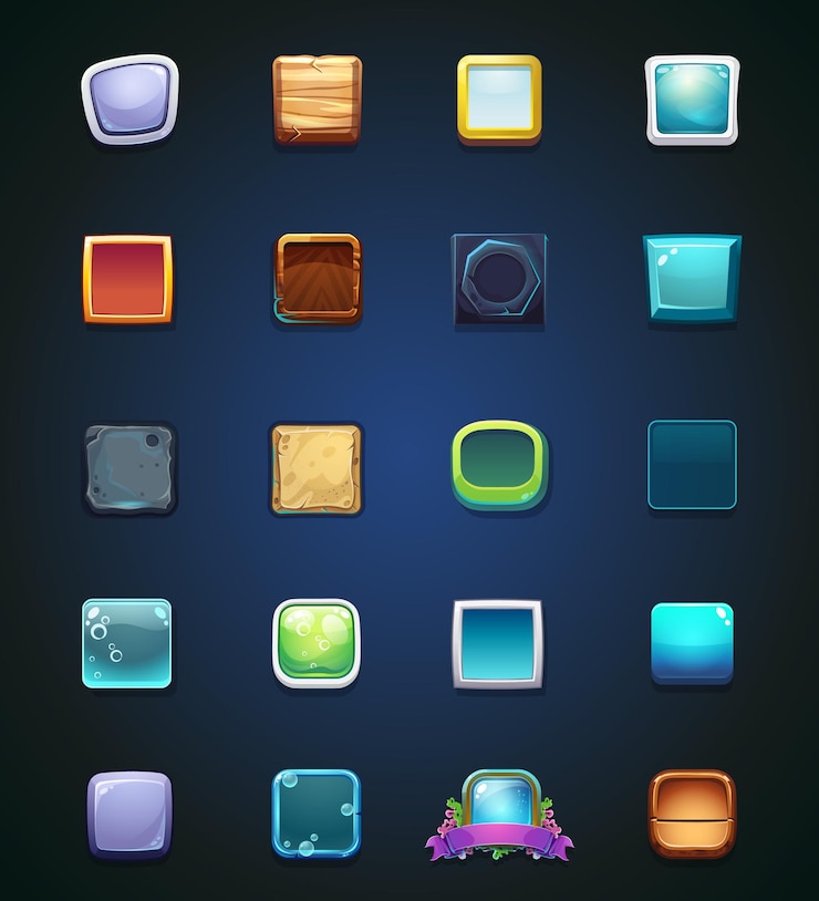 Vector conjunto de botones de diferentes colores