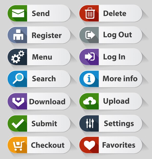 Conjunto de botones de diseño web blanco
