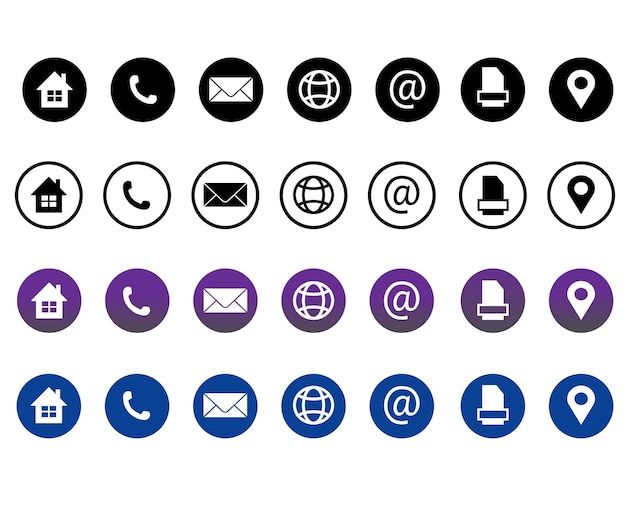 conjunto de botones iconos de contacto vectoriales información colección de símbolos de comunicación empresarial