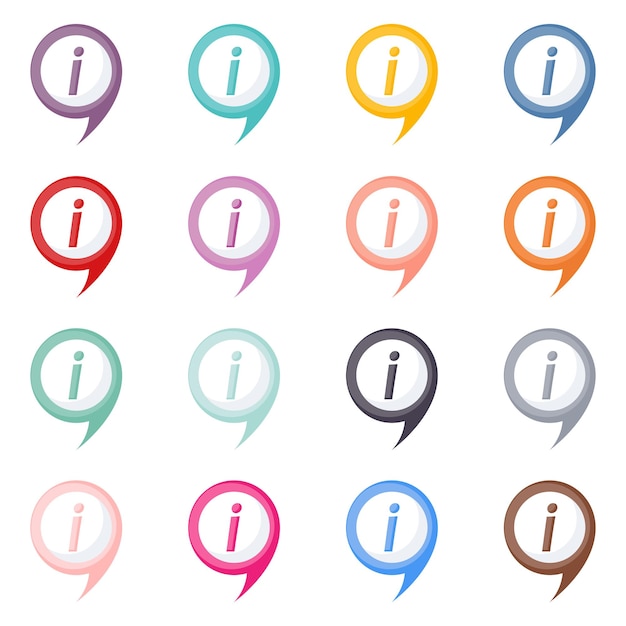 Conjunto de botones de íconos gráficos de ilustración vectorial de información