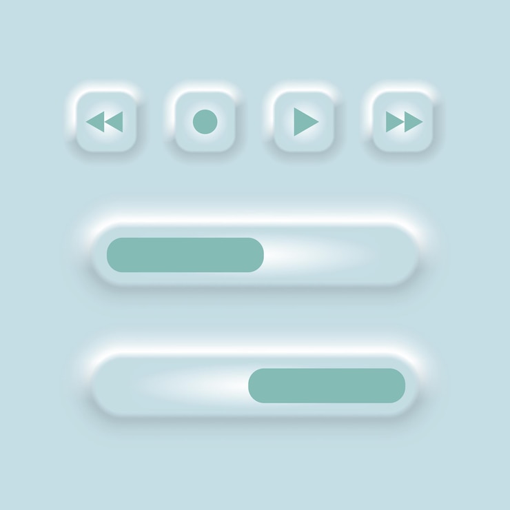 Vector conjunto de botones neomórficos editables vectoriales elementos de diseño de moda de neomorfismo componentes de la interfaz de usuario