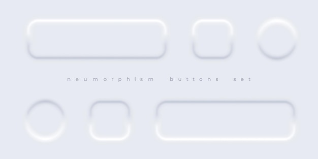 Conjunto de botones neumórficos. Elementos de diseño de neumorfismo simples y elegantes.
