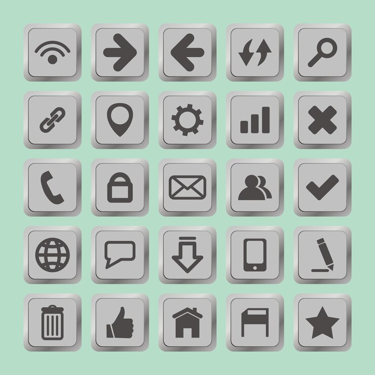 Conjunto de botones de redes sociales para iconos de vector de diseño