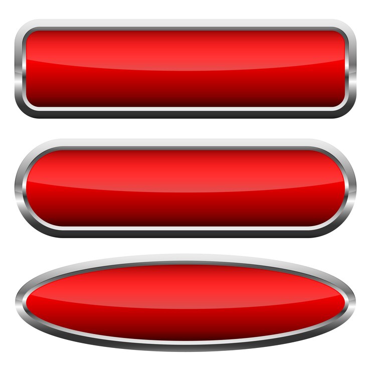 Vector conjunto de botones rojos brillantes. ilustración vectorial