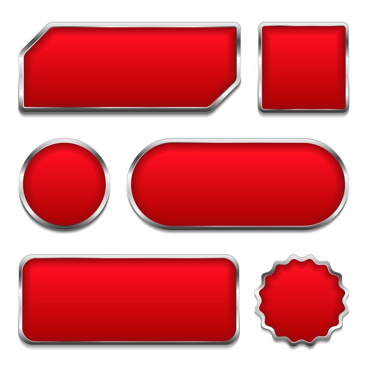 Vector conjunto de botones rojos con marcos metálicos ilustración vectorial eps10