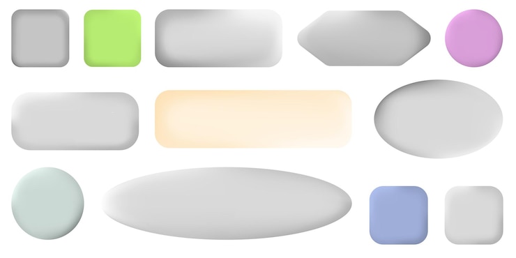Vector conjunto de botones de vector d con elementos aislados de gradiente para su diseño