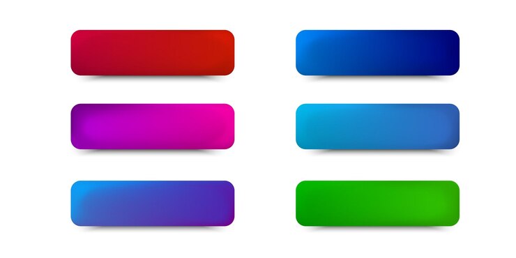 Vector conjunto de botones de vector d con elementos aislados de gradiente para su diseño