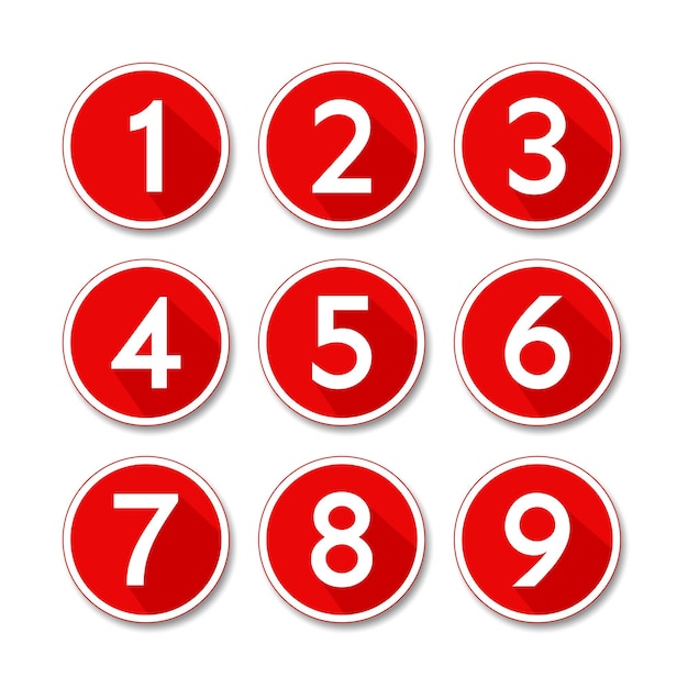 Conjunto de botones con vector de números e ilustración del vector de conjunto de números