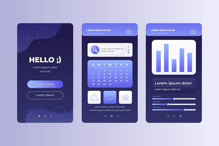 Vector conjunto de botones web de colores con gradiente