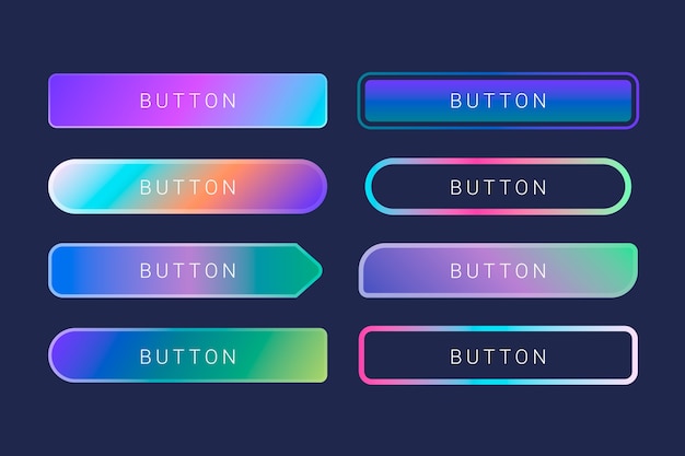 Vector conjunto de botones web de colores con gradiente