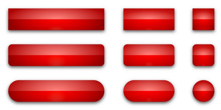 Vector conjunto de botones web rojo brillante. botones aislados