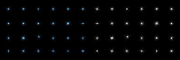 Conjunto brillante de efectos de luz deslumbramiento explosión brillante línea estallido de sol y estrellas