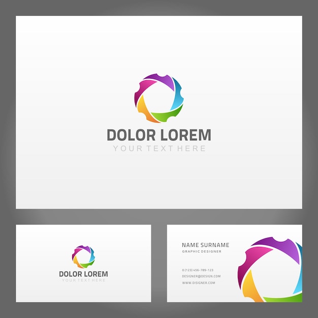 Conjunto brillante multicolor abstracto irregular círculo anillo tarjeta de identificación marca identificación diseño maqueta vector ilustración Colección colorido redondo forma geométrica tarjeta de visita lugar de plantilla para texto