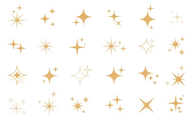 Conjunto de brillo dorado colección de iconos vectoriales de estrellas doradas elementos decorativos ornamentales creativos