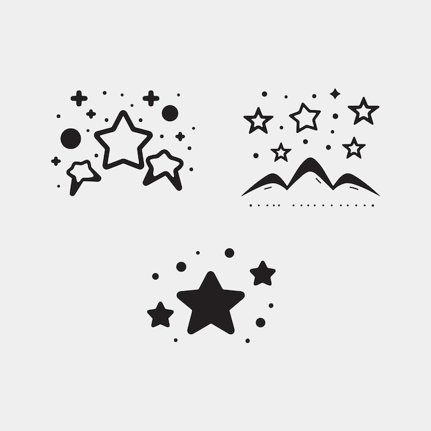 conjunto, de, brillo, estrella, iconos, brillo, iconos, estrellas, destellos, vector