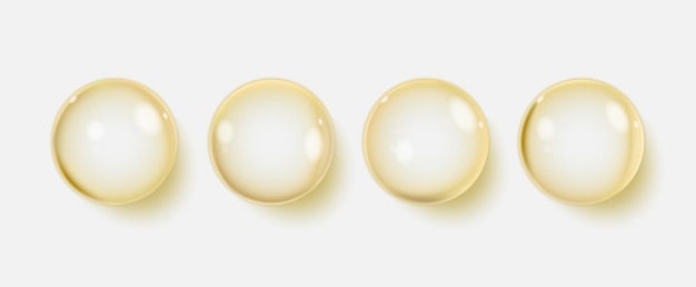Conjunto de burbujas de aceite de oro aisladas en transparente