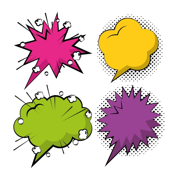 Vector conjunto de burbujas de discurso de arte pop cómico