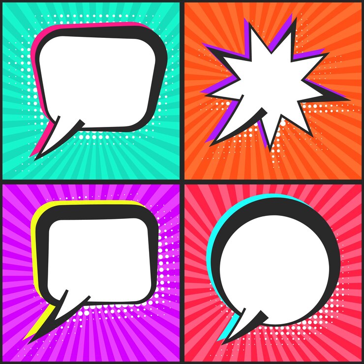 Vector conjunto de burbujas de discurso cómico de color vacío