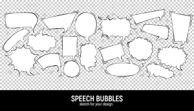 Conjunto de burbujas de discurso cómico Ilustración vectorial y elementos gráficos