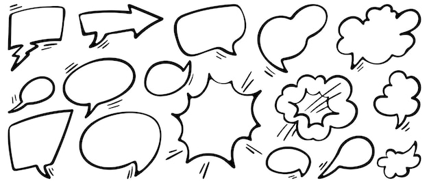 Conjunto de burbujas de discurso cómico vacías Ilustración de contorno vectorial Elemento de diseño para diario de viñetas