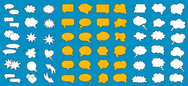 Conjunto de burbujas de discurso Conjunto de plantilla en blanco en estilo Pop Art Ilustración vectorial