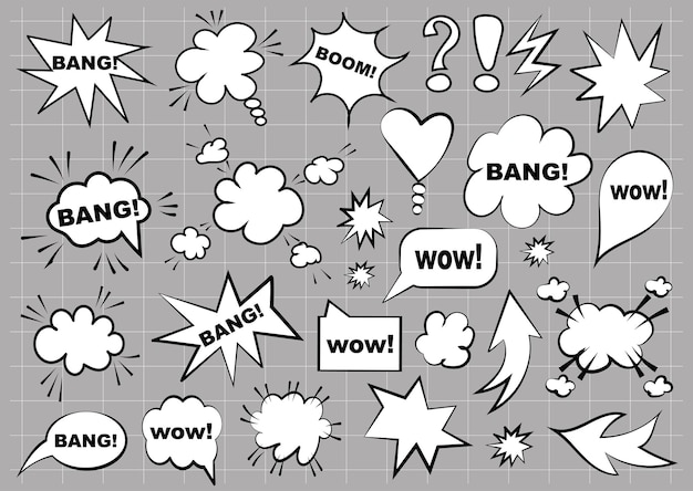 Conjunto de burbujas de discurso Conjunto de plantilla en blanco en estilo Pop Art Vector illustrationx9xA